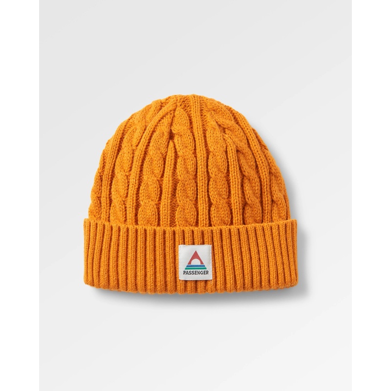 Fireside Recycled Cable Knit Beanie – Sunrise Orange