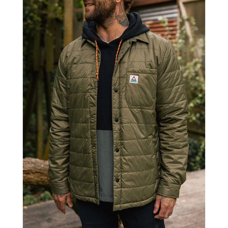 Grain Recycled Insulated Overshirt – Khaki