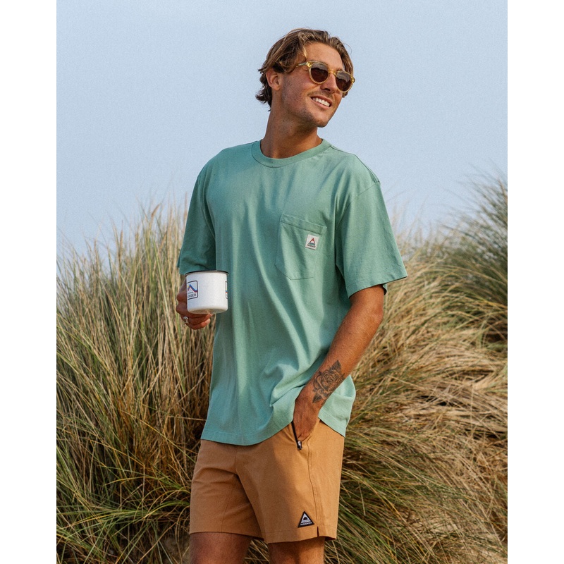 Heritage Recycled Cotton Pocket T-Shirt – Mid Sage