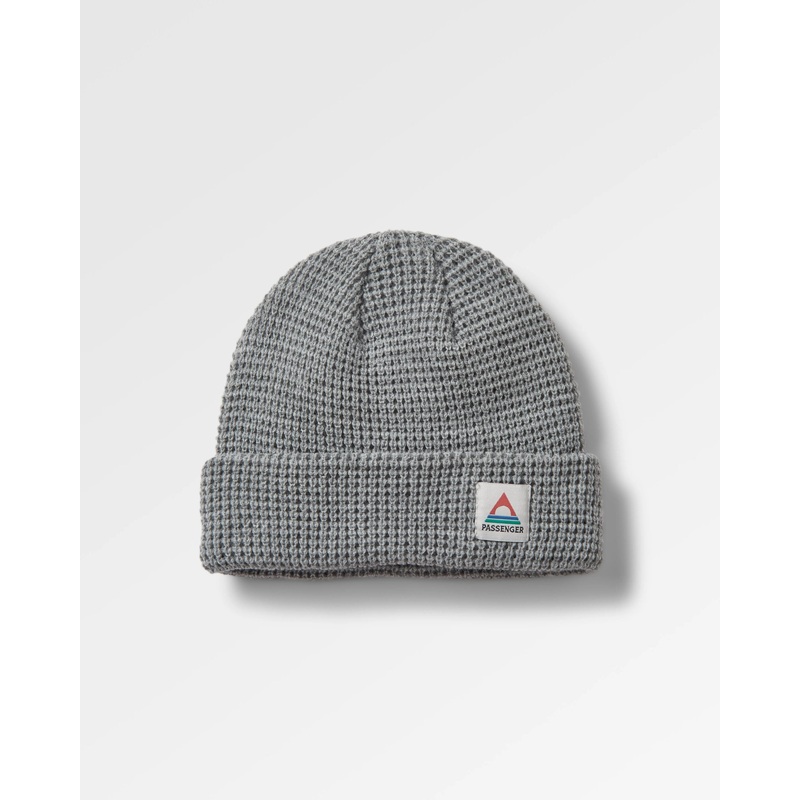 Moss Double Layer Recycled Waffle Beanie – Grey Marl