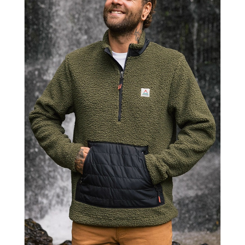 Oceanside Recycled Polar-Lined Sherpa Fleece – Khaki