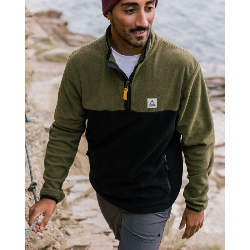 Set Off Recycled Polar 1/4 Zip Fleece – Khaki
